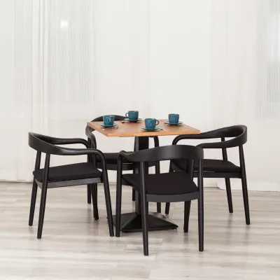 Стул BALDUR - дерево вяз/ткань лен, черный/черный лен, 49х52х76,5 см