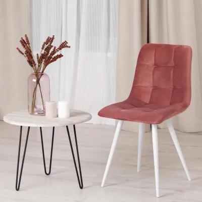 Стул CHILLY (mod. 7095-1) / 1 шт. в упаковке - ткань/металл, 45x53х88 см, высота до сиденья 50 см, коралловый barkhat 15 /белый