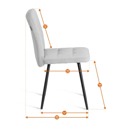 Стул обеденный Medeo  (2 шт. в упаковке) - LT, велюр, бежевый/черный, 7, 45х56х89 см