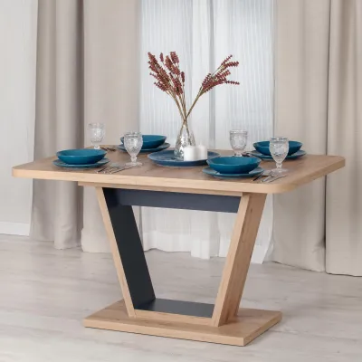 Стол обеденный VOX раздвижной - ЛДСП, 132-172x85x75,5 см, Дуб артисан/Графит