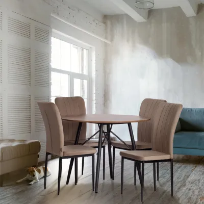 Стул VERTER (mod. BC577-DC) - металл, флок, 41 х 52 х 95 см, Beige (бежевый) HLR8 / черный