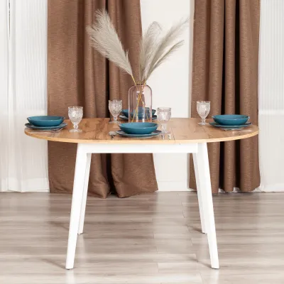 Стол обеденный SVELTO - ЛДСП, опора-массив березы, 105 х 105 (140) х 74.5 см, Дуб Вотан/белый