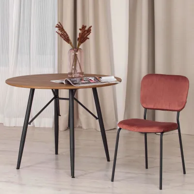 Стул CAROL (mod. UC06) / 1 шт. в упаковке - металл, вельвет, 45 х 56 х 82 см, Coral (коралловый) HLR44 / черный