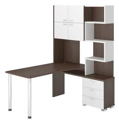 Компьютерный стол СР-500М-160 - корпус шамони, фасады белый жемчуг, столешница шамони