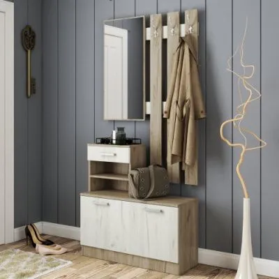 Прихожая Ната-Лина М (Серый крафт / Белый крафт)