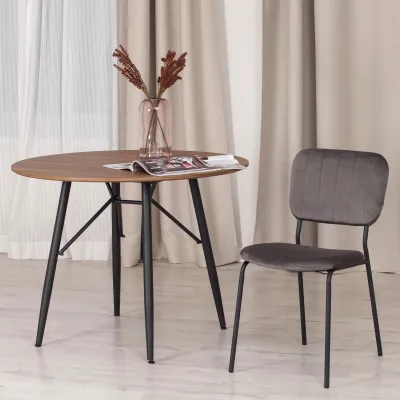 Стул CAROL (mod. UC06) - металл, вельвет, 45 х 56 х 82 см, Light grey (светло-серый) HLR24 / черный