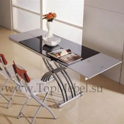 Стол трансформер Анжер В2109-3 Черное стекло