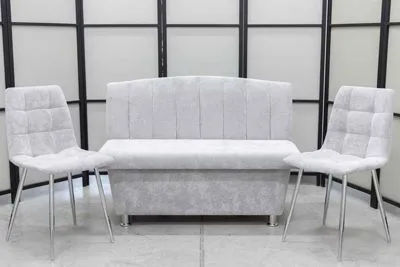 Диван, 2 стула хром (серия Альт светло-серый)