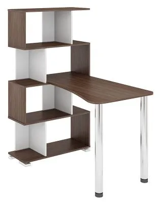 Компьютерный стол СЛ-5-4СТ-2 - корпус шамони, фасады белый жемчуг, столешница шамони