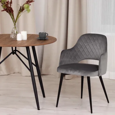 Кресло VALKYRIA (mod. 711) - ткань/металл, 55х55х80 см, высота до сиденья 48 см, серый barkhat 26/черный