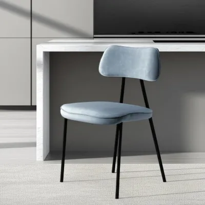Стул SILVIA (mod. 0139124) / 1 шт. в упаковке - металл/вельвет, 46,5х59х82,5 см, голубой S108 (SILVER BLUE 74)/черный
