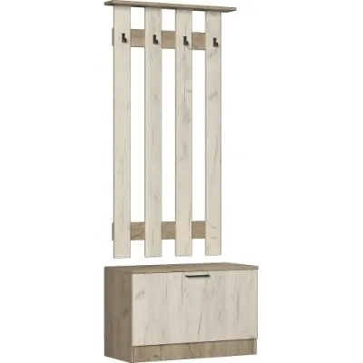 Вешалка с тумбой большая Машенька (Серый крафт / Белый крафт)