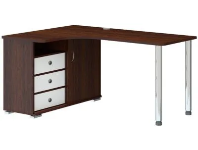 Компьютерный стол СР-145СМ - корпус венге, фасад белый жемчуг, столешница венге