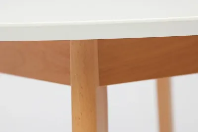 Стол обеденный раскладной BOSCO (Боско) - основание бук, столешница мдф, 120+30*80см, Белый+Натуральный ( Бук)