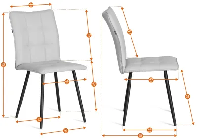 Стул обеденный Bari - флок , серый/черный, 29, 46х55х89