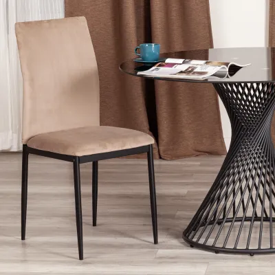 Стул CAPRI (mod. 39) - металл, вельвет, 49.5 х 41 х 93,5 см, Beige (бежевый) HLR8 / черный