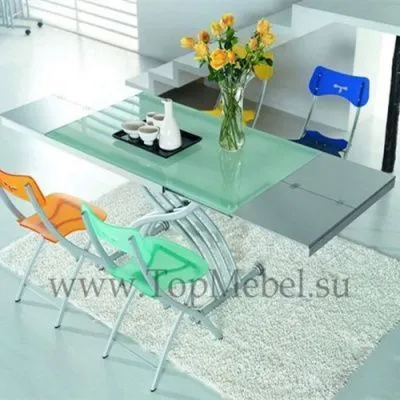 Стол трансформер Анжер В2109-3 Белое стекло