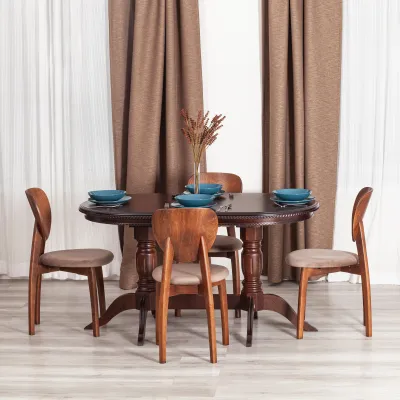 Стол COPPOLA - бук, мдф, 140+40x80x77см, Tobacco, узор прямой