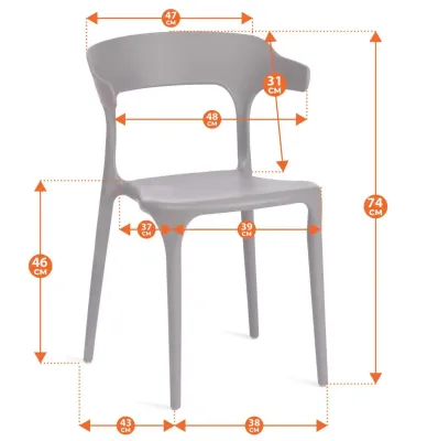 Стул TON (mod. PC33) - пластик, 48 x 48 x 74 см, желтый (Yellow Y-01)