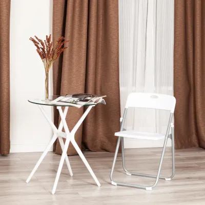 Стул складной FOLDER (mod. 3017H) - каркас: металл, сиденье/спинка: пластик, 49 x 46.5 x 73.5 см, white (белый) / grey (серый)