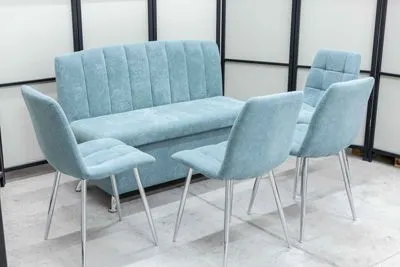 Диван, 4 стула хром (серия Альт ментол)