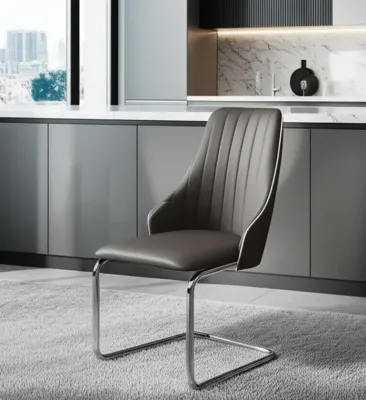 Стул FRATELLI ( mod.8415 ) / 1 шт. в упаковке - металл/экокожа/хром, 44х62х97х47см, пепельно-коричневый ( окантовка  слон.  кость )