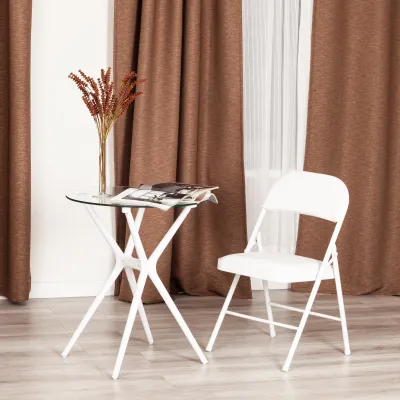 Стул складной FOLDER (mod. 3022G) - каркас: металл, сиденье/спинка: экокожа, 46.5 х 47.5 х 79 см, white (белый) / white (белый)