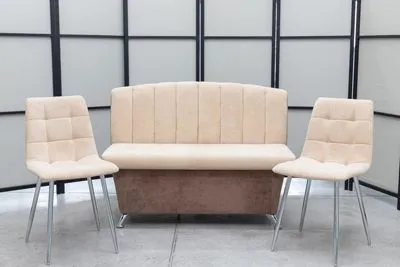 Диван, 2 стула (серия Альт с хромированными стульями)