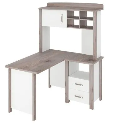 Стол угловой СТД-У с надстройкой НД-115 - нельсон - белый жемчуг