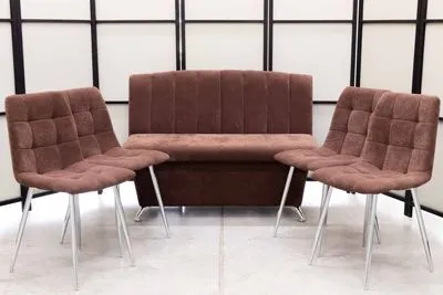 Диван, 4 стула хром (серия Альт шоколад)