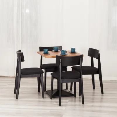 Стул THOR - дерево вяз/ткань лен, черный/черный лен, 50х48х81,5 см