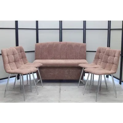 Диван, 4 стула хром (серия Альт мокка)