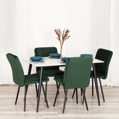 Стол обеденный Austen/Остин - столешница керамика (матовая) /опоры металл, белый/черный, 120x80x75(+1) см