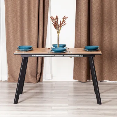 Стол обеденный DARWIN - МДФ HPL 0,6 мм/металл, 80х130-170х75 см, Дуб Вотан/чёрный