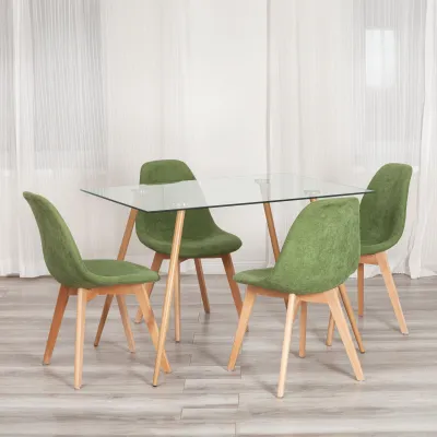 Стол SOPHIA (mod. 5003) - металл/стекло (8мм), бук/прозрачный, 110 х 80 х 75 см