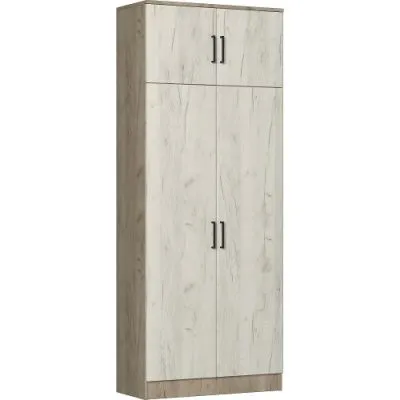 Шкаф 2-створчатый Машенька (Серый крафт / Белый крафт)