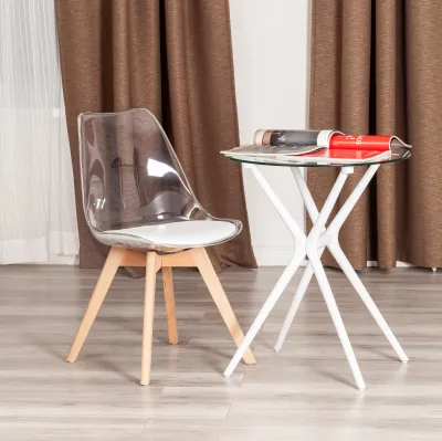 Стул TULIP (mod. 73-1) - дерево/пластик/экокожа, 47,5x55x80 см, Прозрачный (Transparent)