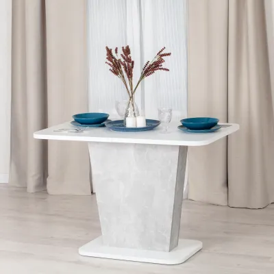 Стол обеденный GENT - ЛДСП, 110-145x68,6x75,5 см, Белый/Бетон