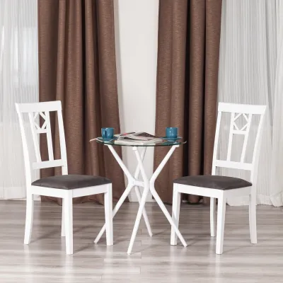 Стул Камилла сиденье мягкое (CAMILLE SOFT) - дерево гевея, МДФ, 44х54х95, pure white (402) , ткань, серый