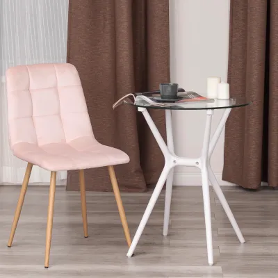 Стул CHILLY (mod. 7094-1) / 1 шт. в упаковке - вельвет/металл, 44,5х52,5х86 см, pink (розовый) HLR39 / натуральный