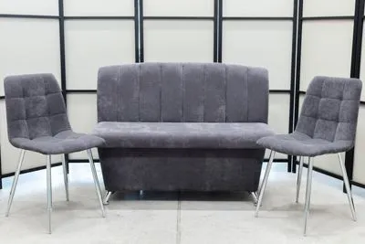 Диван, 2 стула хром (серия Альт графит)