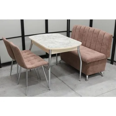 Обеденная группа Альт (диван Альт мокка, стол Милт и стулья Тетра)