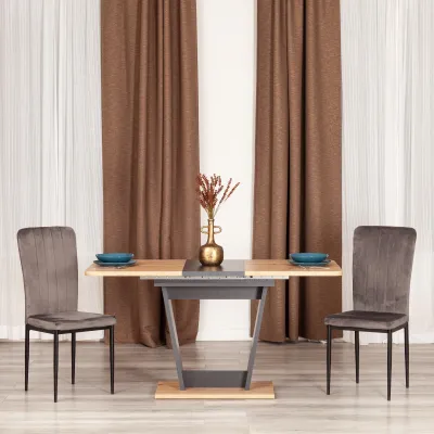 Стол обеденный FOX раздвижной - ЛДСП, 68.6x110-145x75 см, Дуб артисан/Графит