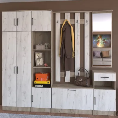 Модульная прихожая-2 Машенька (Серый крафт / Белый крафт)