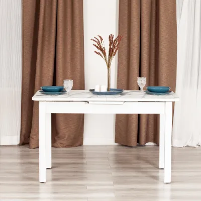 Стол ALIGERY - ЛДСП/HPL/опора-массив березы , 130 х 75+30 х 75 см, Мрамор светлый/белый