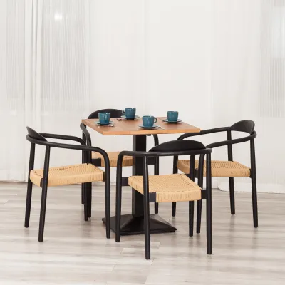 Стул MIDGARD - дерево вяз/бечевка, черный, 50х51х78,5 см