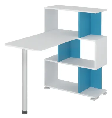 Компьютерный стол СЛ-5-3СТ - белый жемчуг-синий мрамор