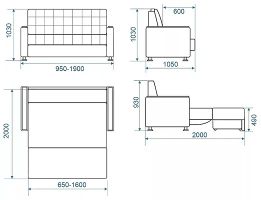 Диван-кровать Мерлин синий. Фотографии
