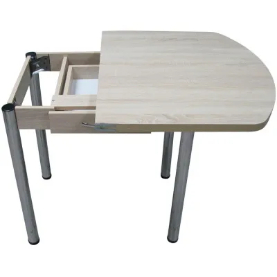 Стол Евро с ящиком Дуб сонома на хромированных ножках - Столы