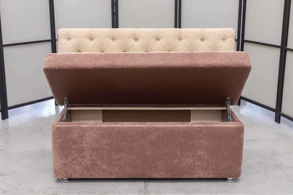 Кухонный прямой диван Монро с ящиком (антивандальный бежевый) - Кухонные диваны